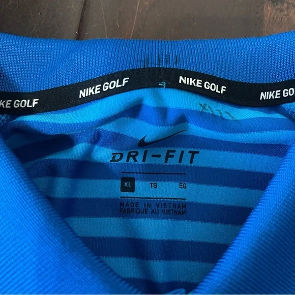 Nike Golf Polo Men’s XL Blue Stripes Dri-Fit - Picture 3 of 7